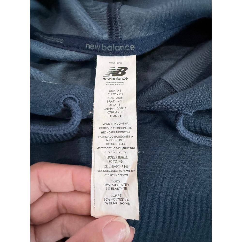 New Balance Athletics USA Cropped Hoodie Navy Raglan Pullover XS - Picture 5 of 7
